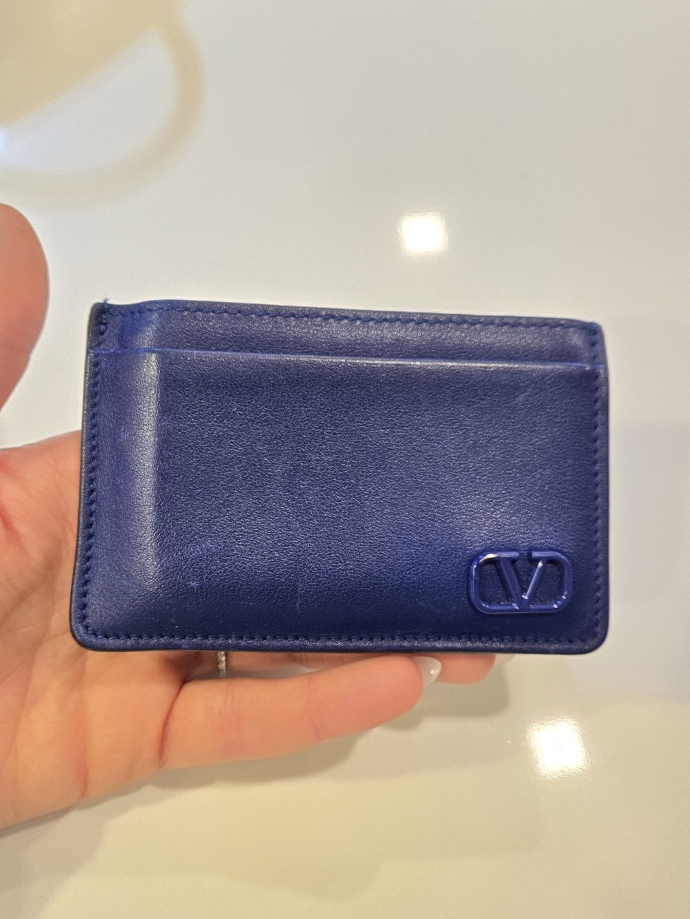 Valentino Garavani Blue Leather Card Holder